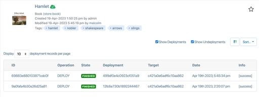 Deployment history and status