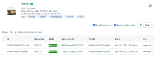 Deployment history and status